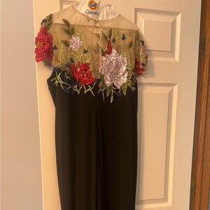 Floral Embroidered Black Mac Duggal